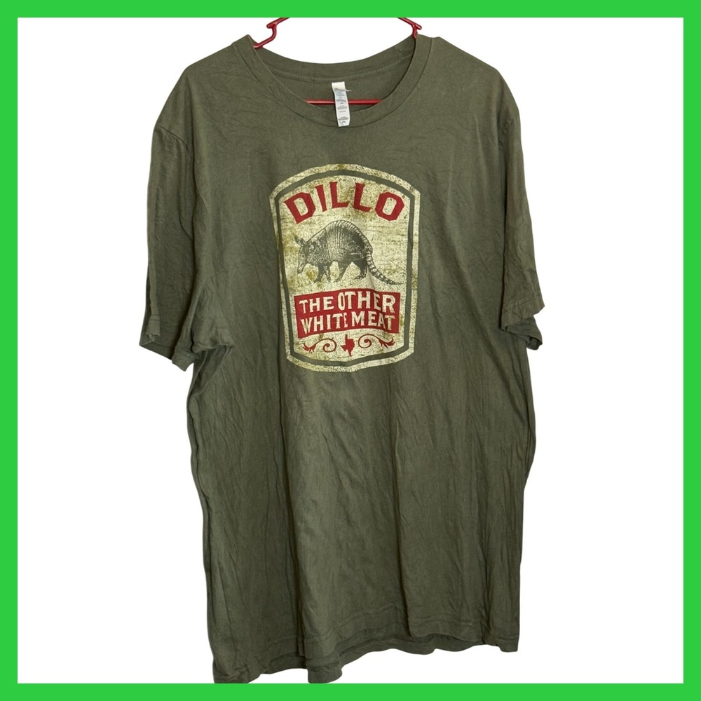 Bella Canvas Dillo The Other White Meat Texas Armadillo Graphic Tee Olive 2XL